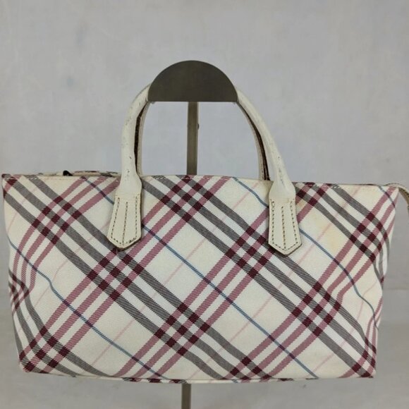 BURBERRY Blue Label Nova Check Blue Label Hand Bag Nylon Off-White/Pink Bag - Picture 1 of 15